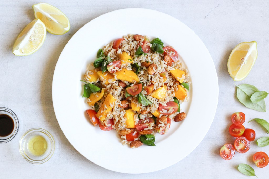 Brown Rice, Mango, Tomato & Basil Salad